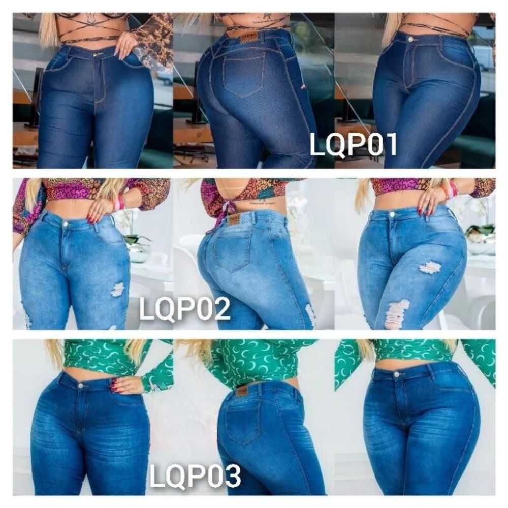 Calça Jeans Feminina Plus Size Cintura Alta Com Lycra Strech