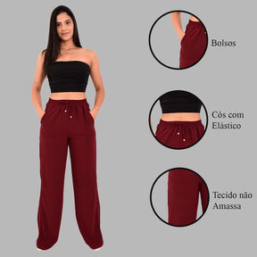 Calça Pantalona Feminina Cintura Alta Super Tendência Envio Imediato