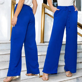 Calça Pantalona Feminina Com Bolso Cintura Alta