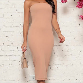 Vestido Midi Tomara que Caia Canelado - Elegância e Conforto em um Único Vestido!