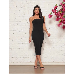 Vestido Midi Tomara que Caia Canelado - Elegância e Conforto em um Único Vestido!