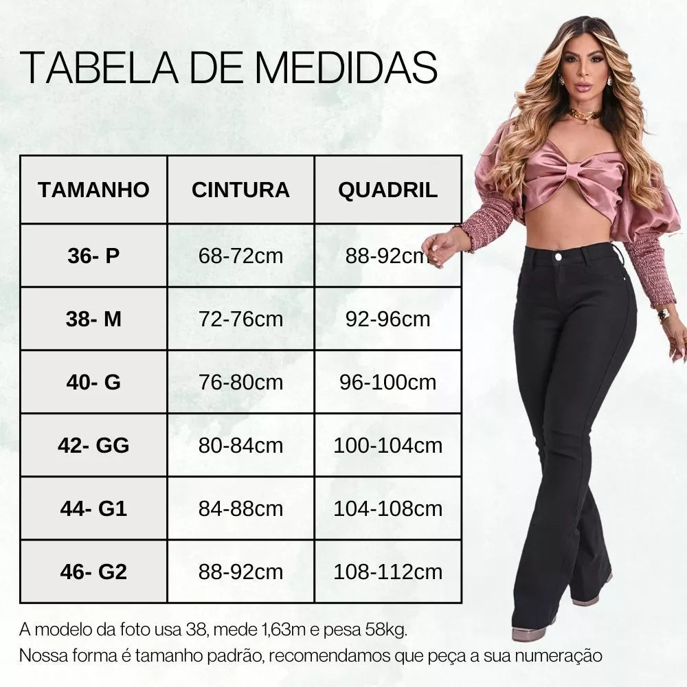 Calça Jeans Flare Feminina  Cintura Alta Levanta Bumbum com Lycra