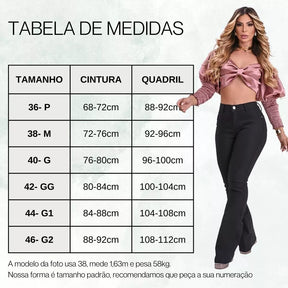 Calça Jeans Flare Feminina  Cintura Alta Levanta Bumbum com Lycra