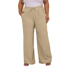 Calça Pantalona Feminina Plus Size Com Elástico Na Cintura Tecido Duna