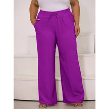 Calça Pantalona Feminina Plus Size Com Elástico Na Cintura Tecido Duna