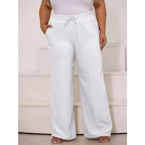 Calça Pantalona Feminina Plus Size Com Elástico Na Cintura Tecido Duna