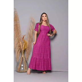 Vestido Longo Feminino Três Maria Impecável de Malha Colorida