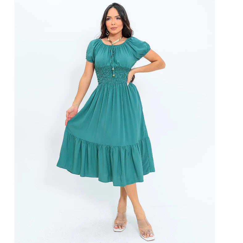 Vestido Longo Feminino Ciganinha em Viscolinho - Tendência da Moda Evangélica, Elegante e Confortável