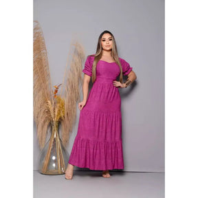 Vestido Longo Feminino Três Maria Impecável de Malha Colorida