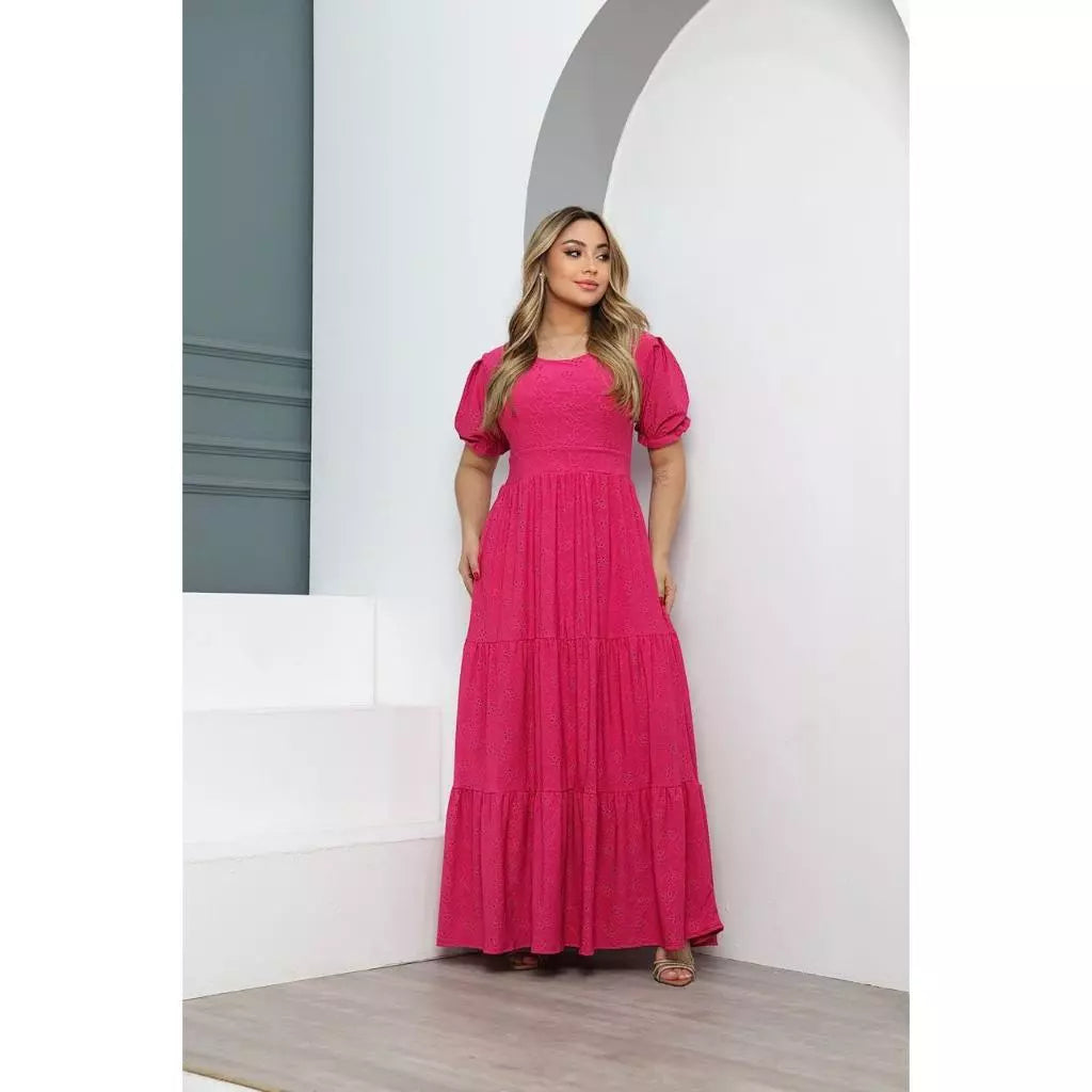 Vestido Longo Feminino Três Maria Impecável de Malha Colorida