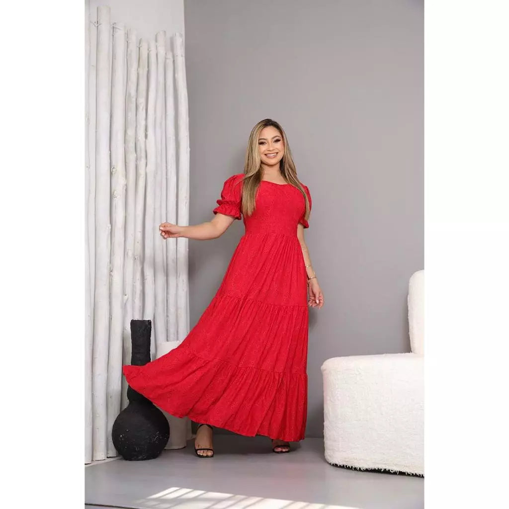 Vestido Longo Feminino Três Maria Impecável de Malha Colorida