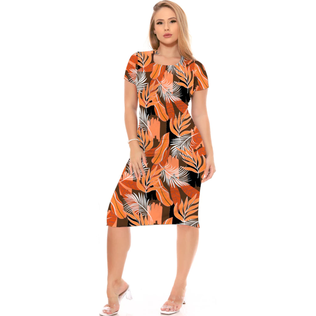 Vestido Midi Floral Estampado Médio Flores Feminino Moderno Tubinho Slim