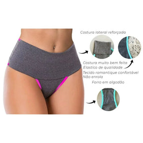 Kit 3 Calcinhas Fitness Cós Alto Calcinha Seca Barriga