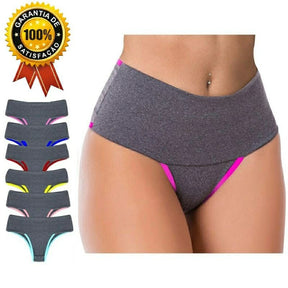 Kit 3 Calcinhas Fitness Cós Alto Calcinha Seca Barriga