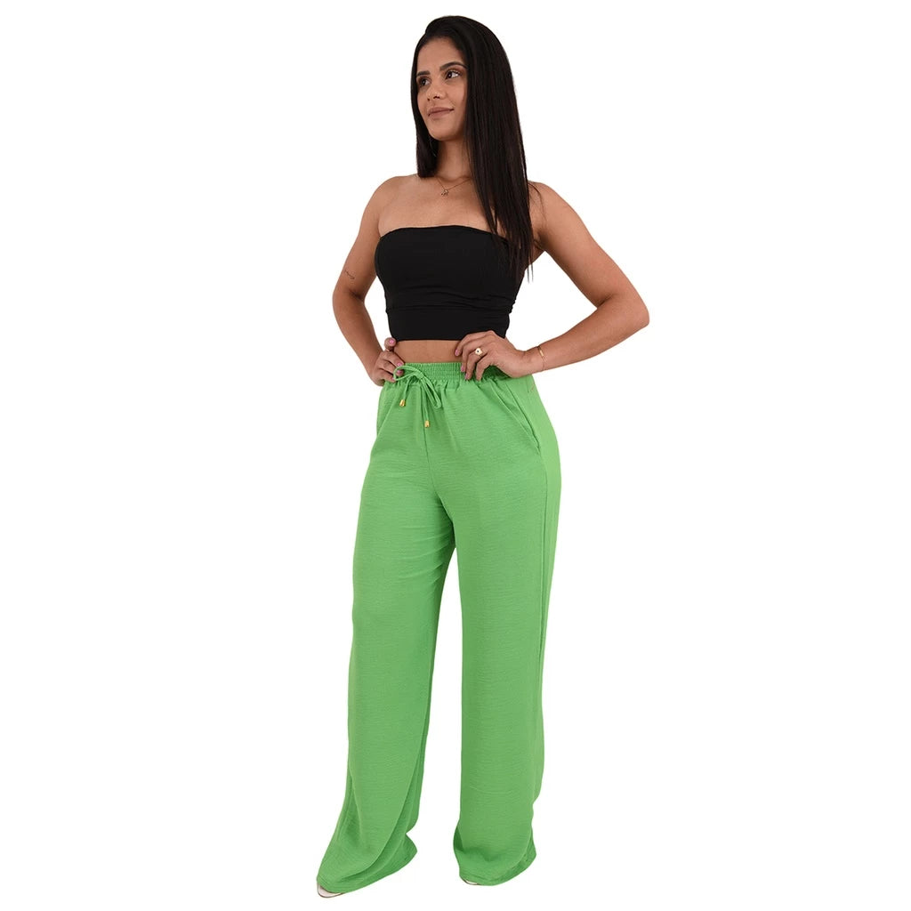 Calça Pantalona Feminina Cintura Alta Super Tendência Envio Imediato